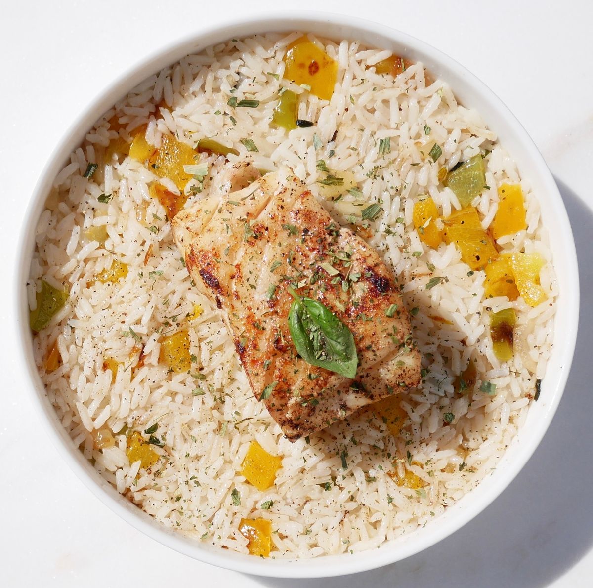 Blackened Fish with Mango Salsa and Rice
