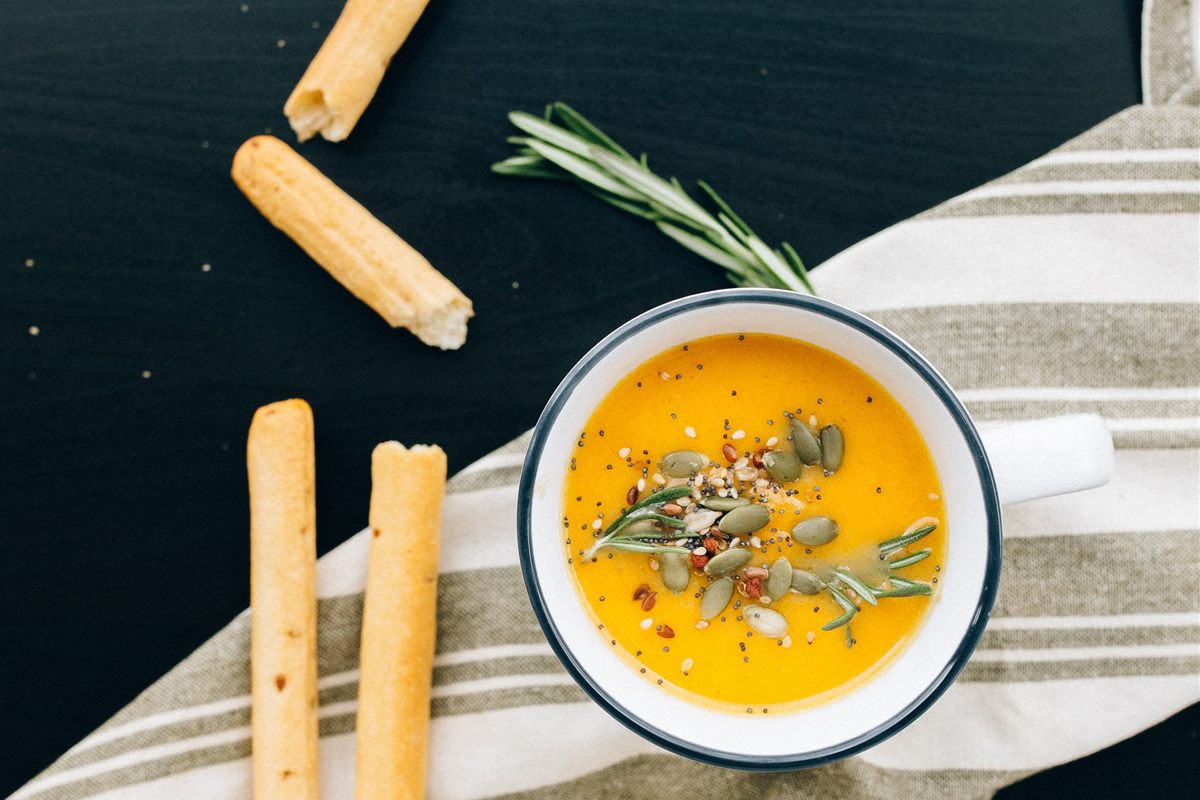 Creamy Butternut Squash and White Bean Soup with Crispy Sage
