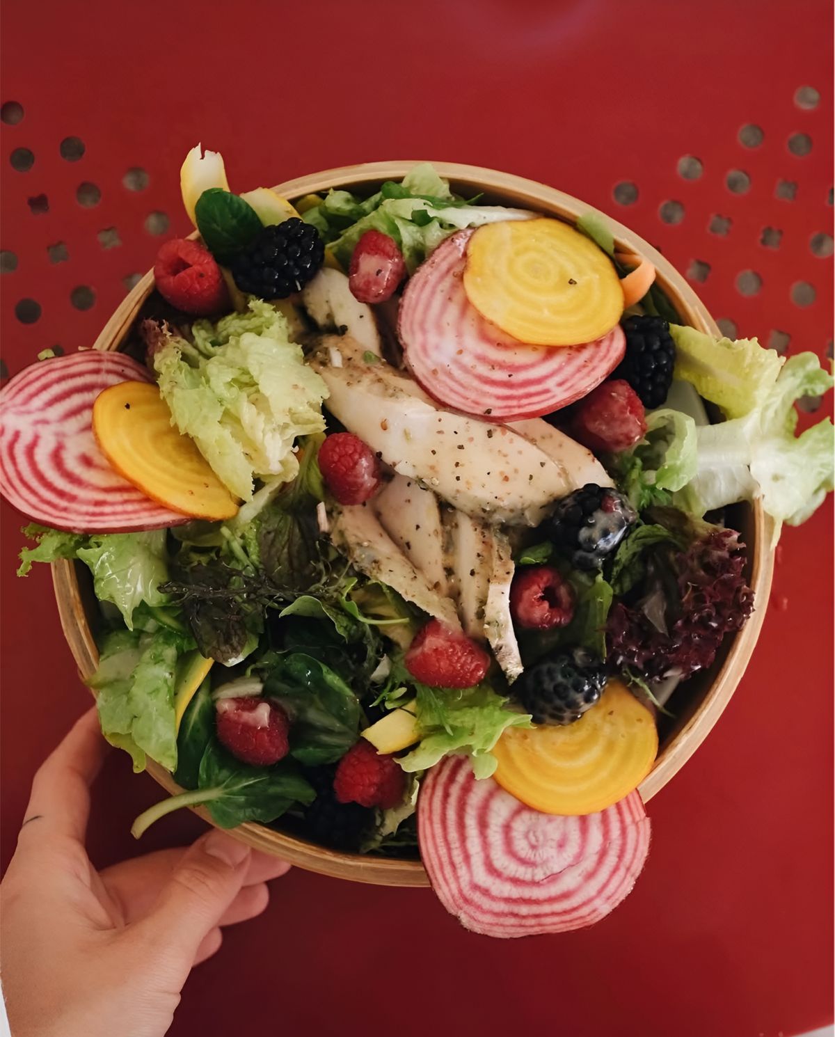 Grilled Chicken & Red, White & Blue Salad