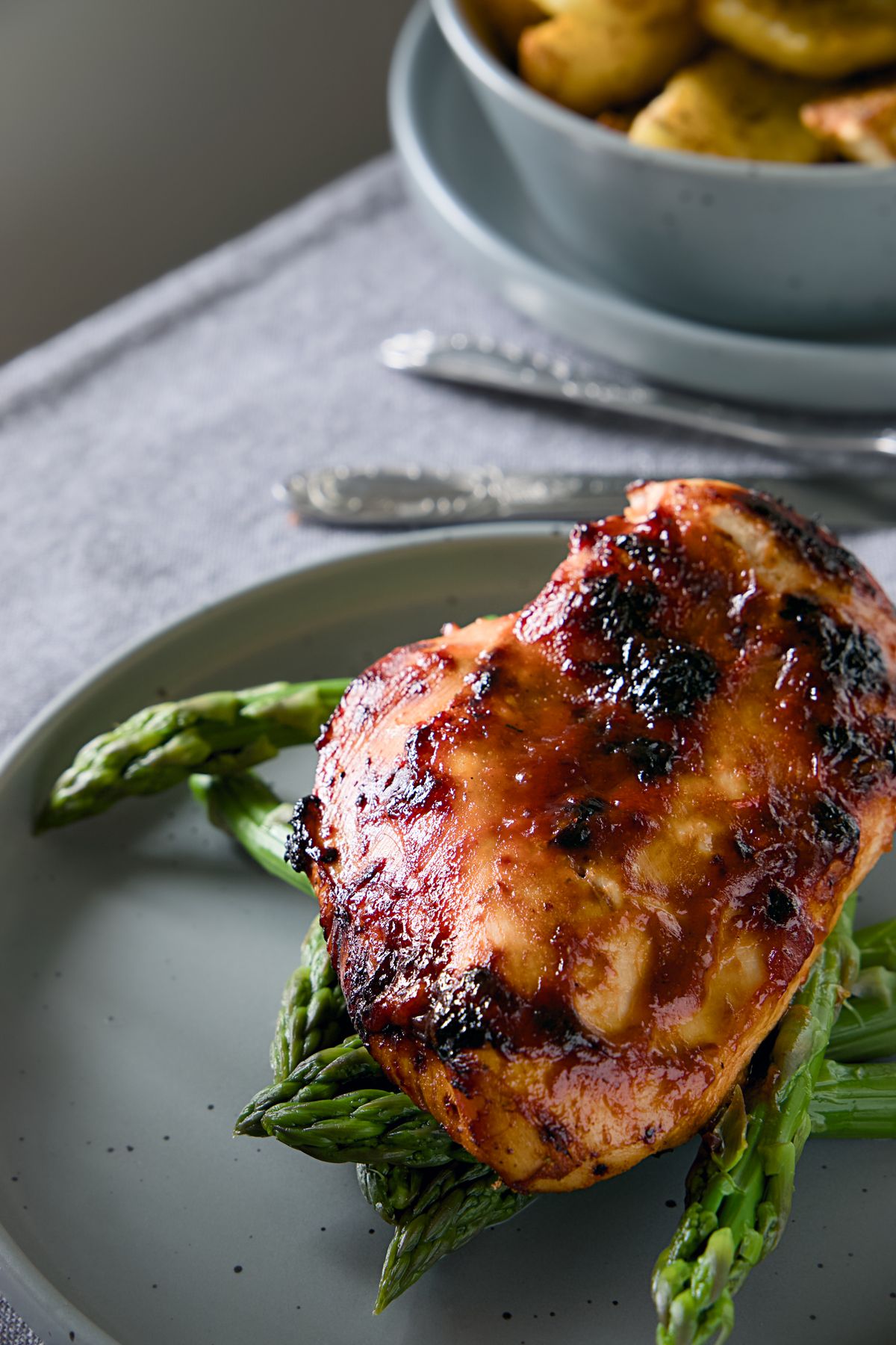 Grilled Honey-Soy Chicken with Grilled Asparagus