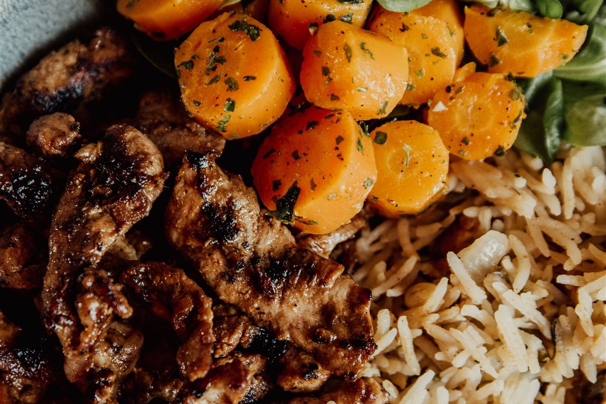 Jamaican Jerk Pork Tenderloin with Coconut Rice and Black Beans