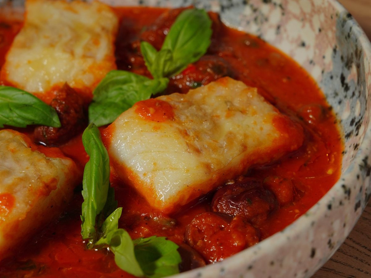 Mediterranean Baked Cod with White Beans and Tomatoes