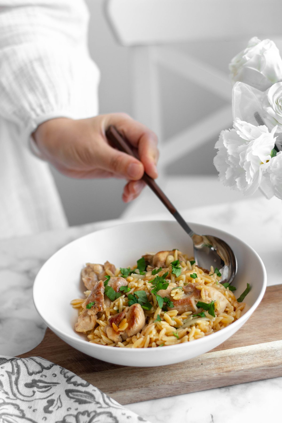 Mediterranean Sheet Pan Chicken with Lemon Orzo