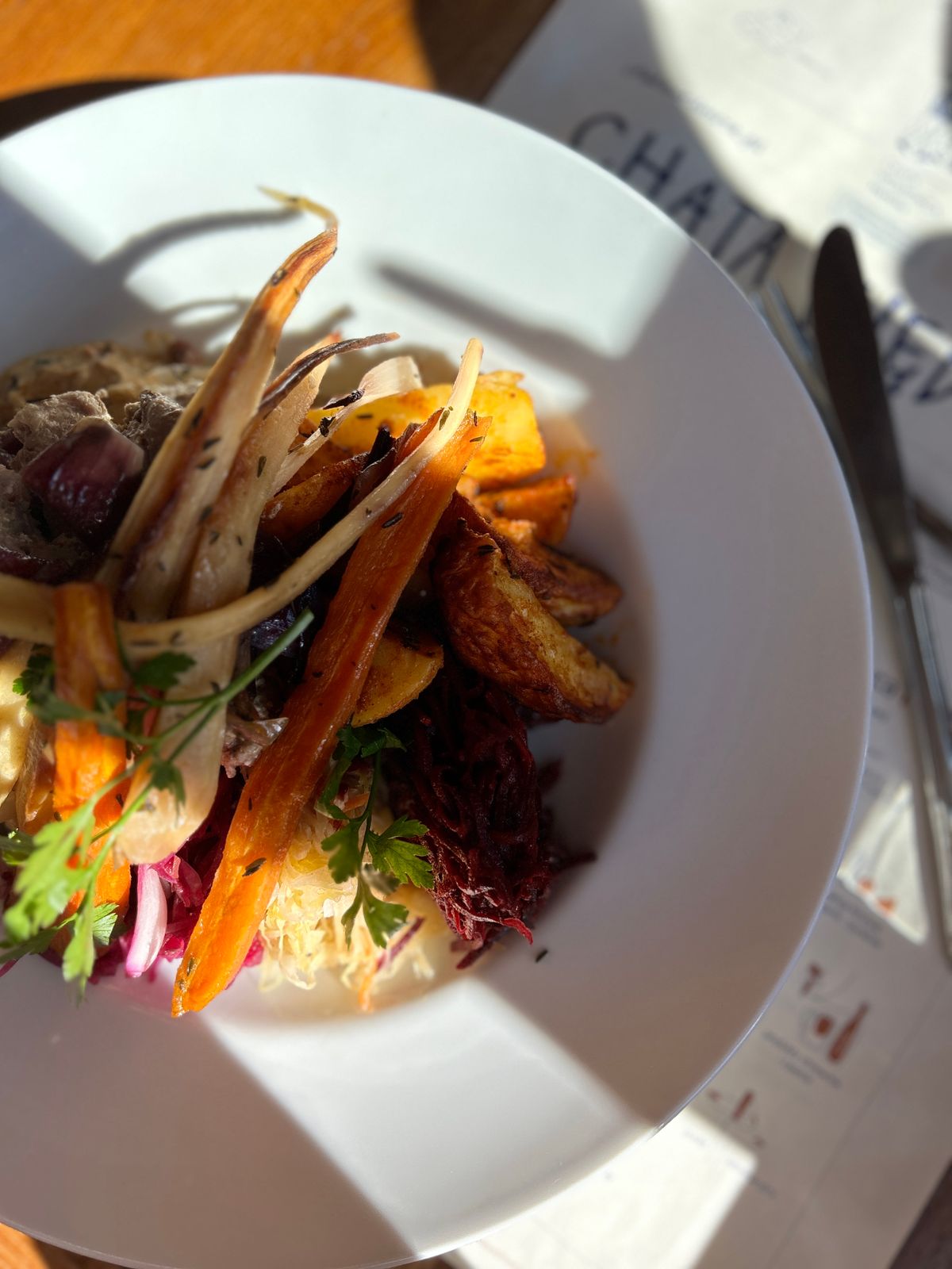 Roasted Winter Vegetable Salad with Maple-Dijon Vinaigrette