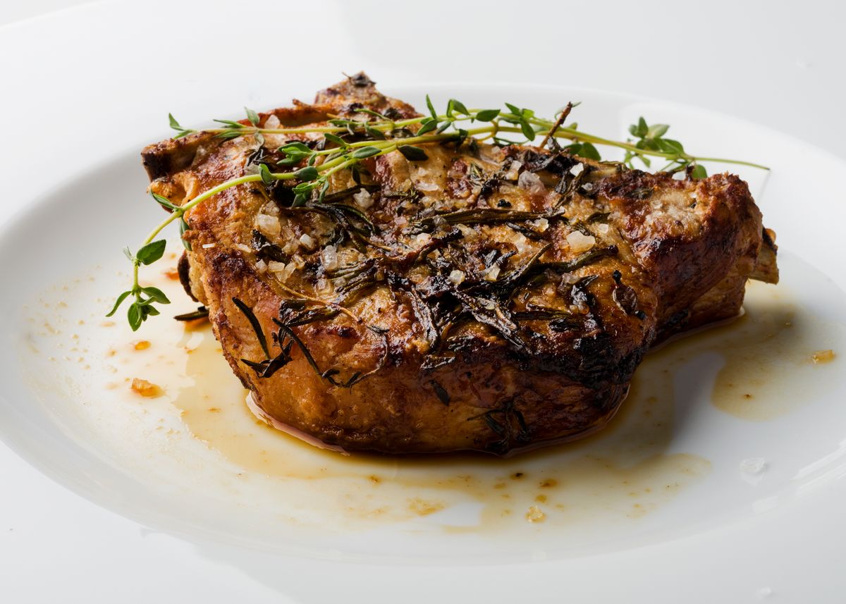 Skillet Pork Chops with Apple and Sweet Potato Hash